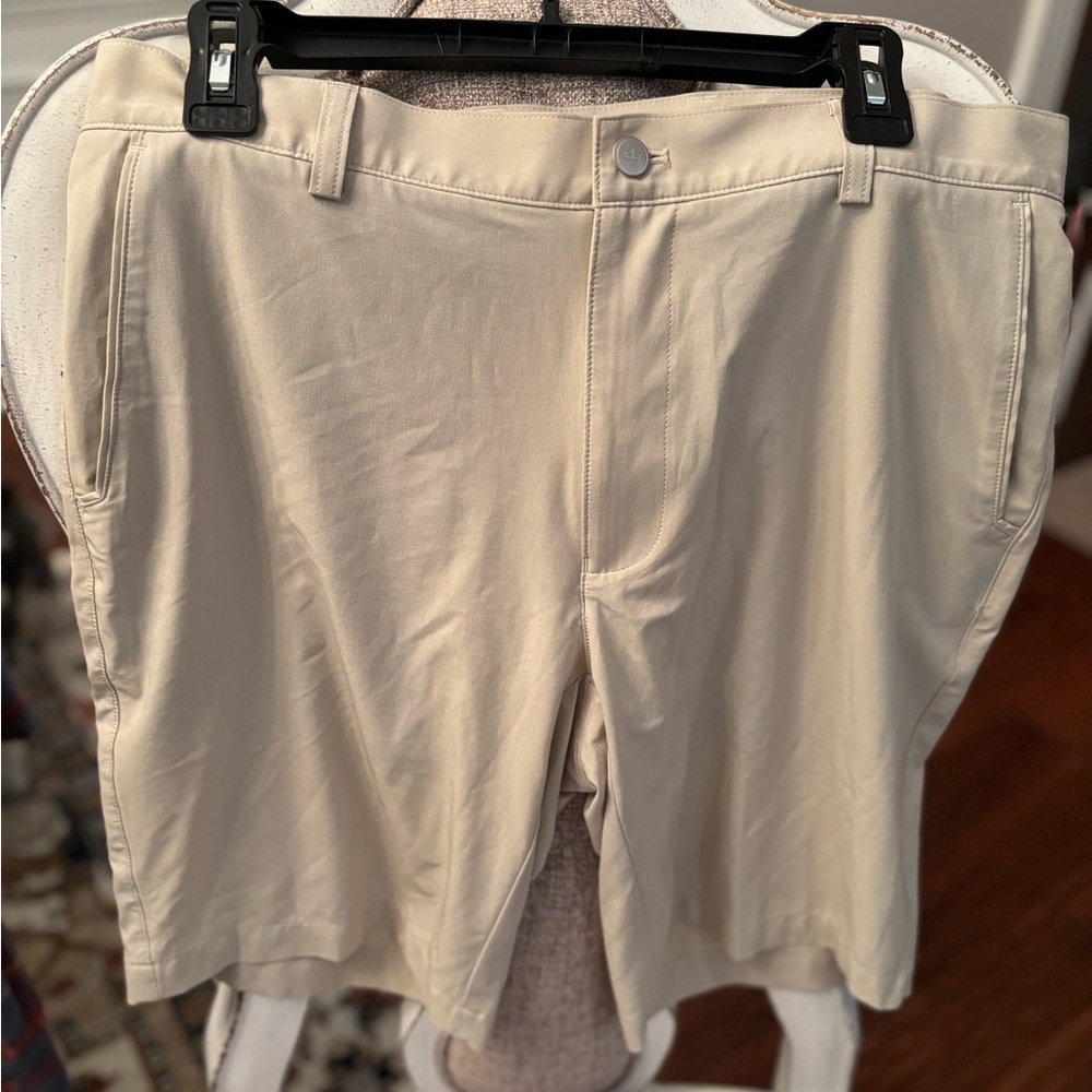 Peter Millar Beige Flat-Front Performance Shorts - image 1